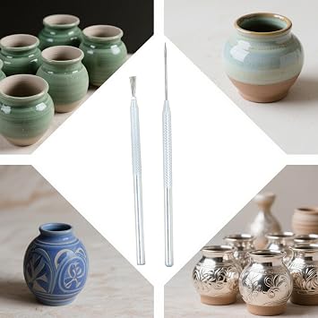 6Pcs Clay Pottery Sculpture Needle, Clay Pottery Sculpture Feather Wire Texture + Needle Detail Tools, Clay Needle Tool, Pottery Sculpture Needle Tool for Carving Scraping