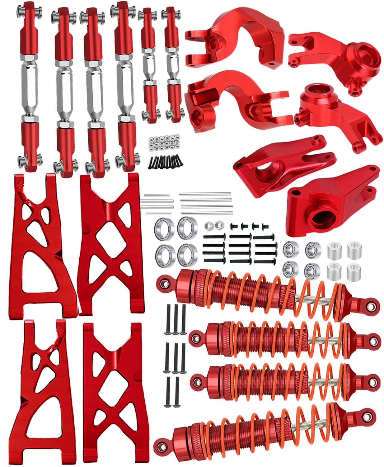 hopsupRC Upgrades Part for 1/10 Senton/Granite 4X4, Alloy Front Rear Shocks&A Arms&Front Steering Block Knuckles & C-Hubs Caster Blocks & Rear Hubs&
