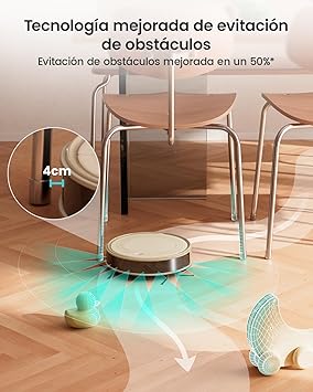 LEFANT M310 Robot Aspirador 4500Pa, Evita Obstáculos con Precisión, Autonomía de 180min, Wi-Fi/App, Anti-Enredos Ideal para Pelo de Mascotas, Cabellos y Suelos Duros, Champán1