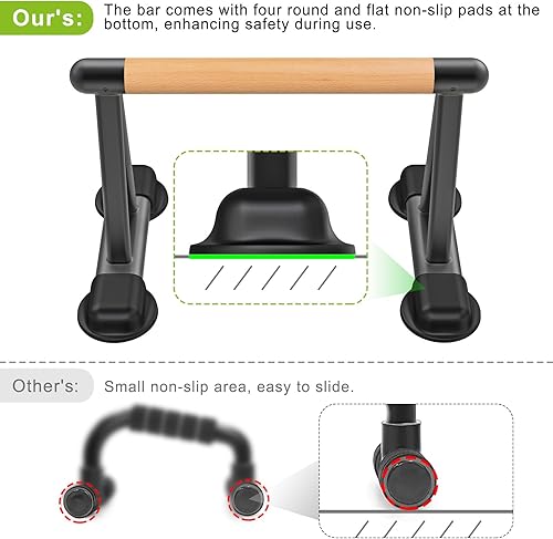 Miniatura 4 de Dolibest Push Up Bar, 12'' High Parallettes Bars with Wooden Handles, Stable and Comfortable Calisthenics Equipment, Suitable for Handstand, L-Sit,