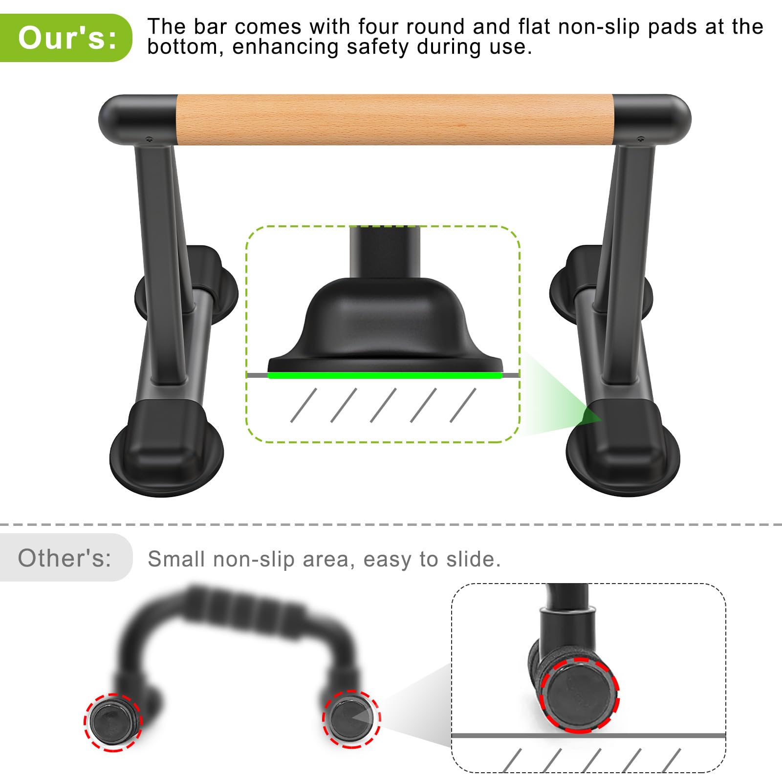 Barres Parallèles TABEKE - Hauteur 30.5cm - Portance 300kg - Poignées Mousse - Fitness Maison