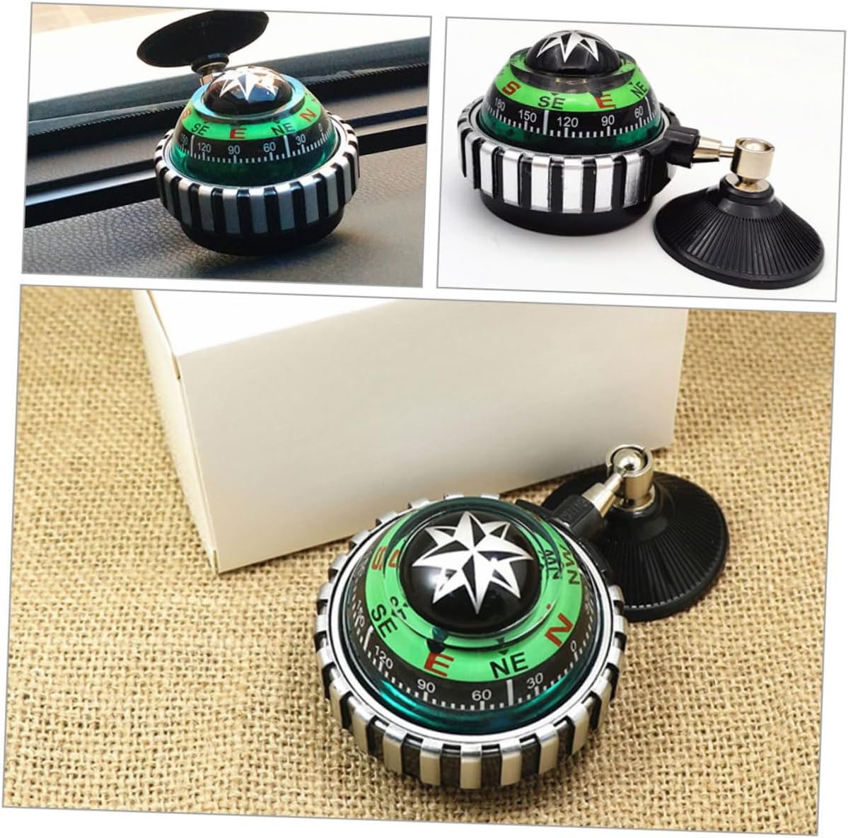 Abaodam 2pcs Adjustable Ball Compass for Car Boat Truck Dashboard Mount Abs Material Vibrant Green Color Multi-Function Automotive Navigation Tool for Outdoor Use