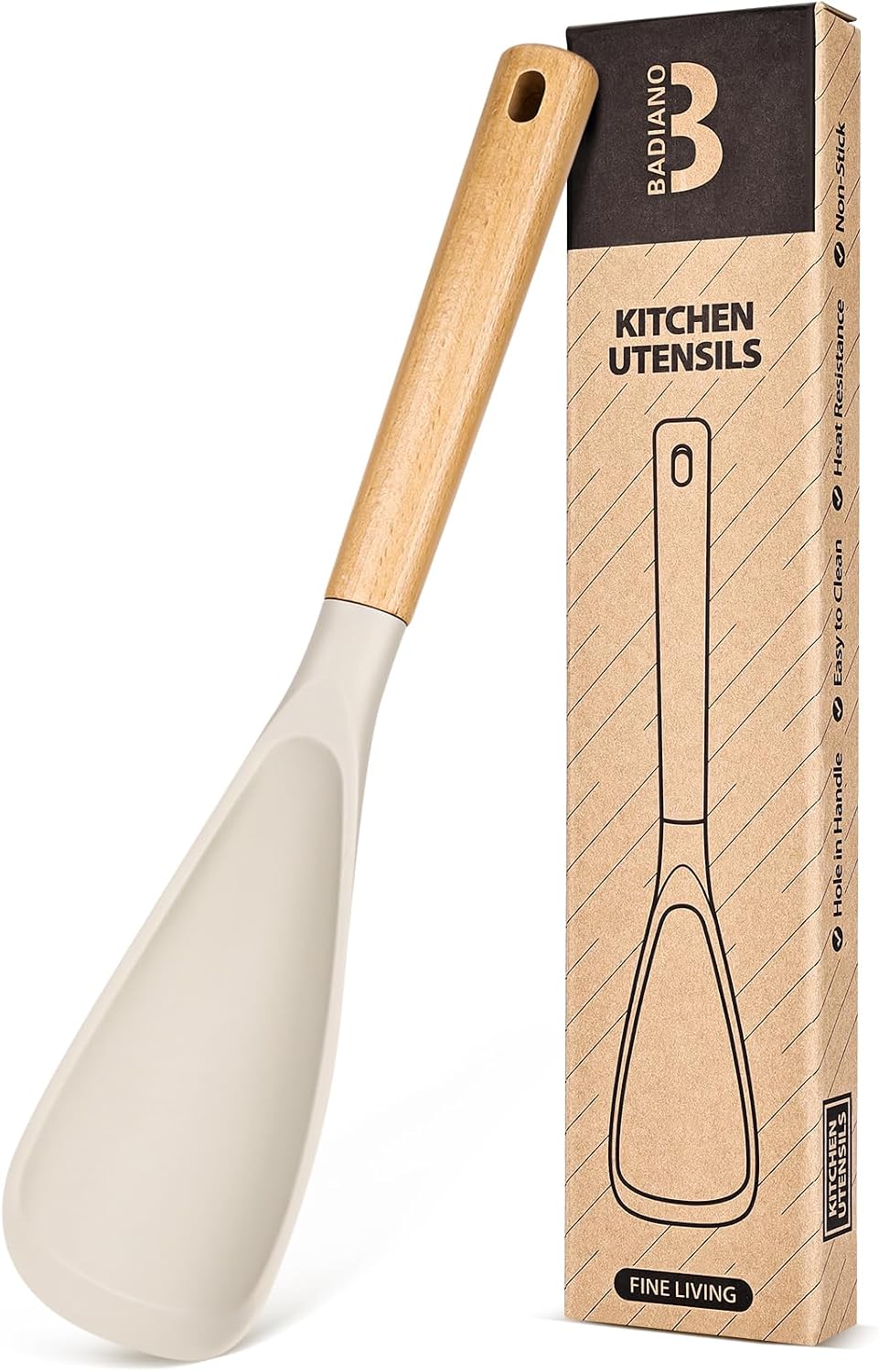 Badiano Silicone Cooking Spoon for Nonstick Cookware, Multi-function,13.4in