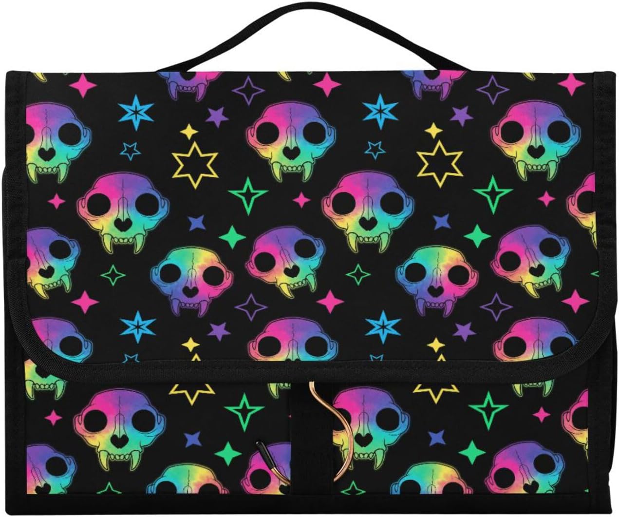 MNSRUU Toiletry Bag Rainbow Style Skull Hanging Makeup Travel bag for Toiletries 3 PCS Toiletry Organizer Bags Portable Clear Toiletry Kit