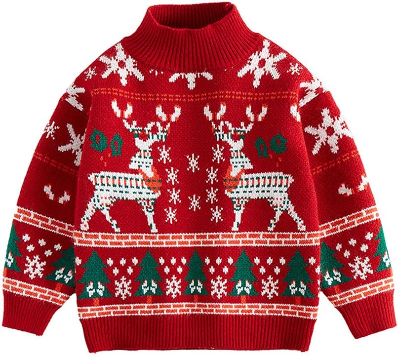 Girls Knit Sweater Warm Padded High Neck Long Sleeve Casual Pullover Sweaters