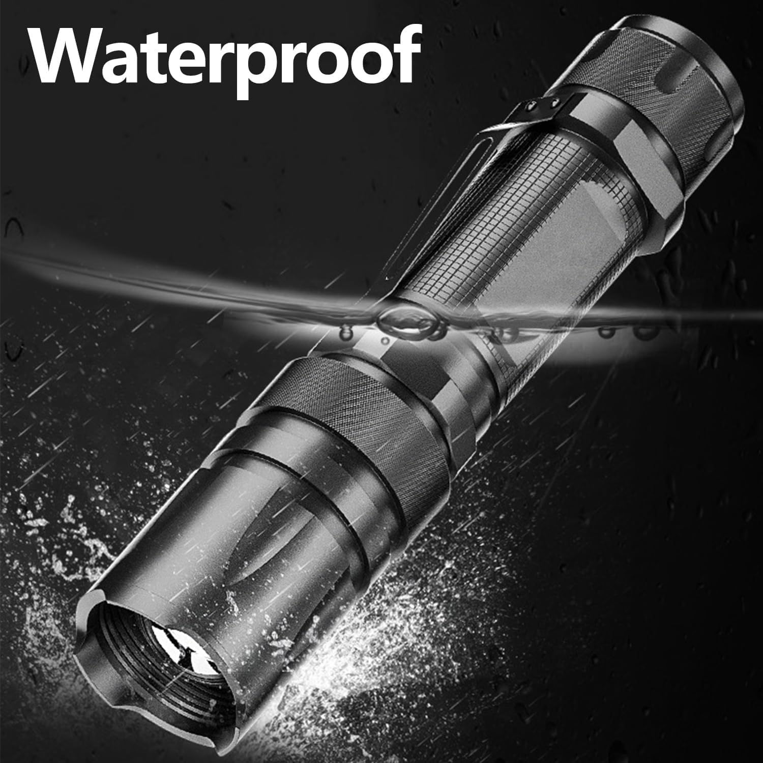 Pocketman RGBW LED Handheld Flashlight 4 in 1 White Red Green Blue Light with 5 Lighting Modes Zoomable Small Torch with Cilp Rechargeable Flash Light Daily Lighting for Outdoor