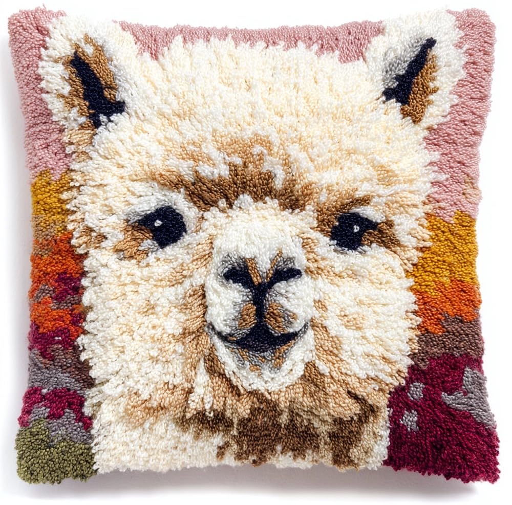 FWRTYCB Latch Hook Kits for Adults Beginners Alpaca Pillow Sofa Cushion