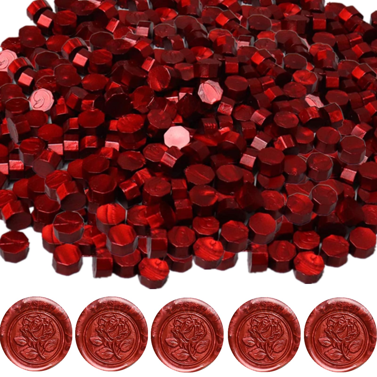720Pcs Wax Sealing Beads, Wine Red Sealing Wax Beads,Octagon Wax Seal Beads for Wax Seal Stamp, Cards, Wedding Invitations, Wine Packages, Gift Wrapping, Letter Sealing (Wine Red)