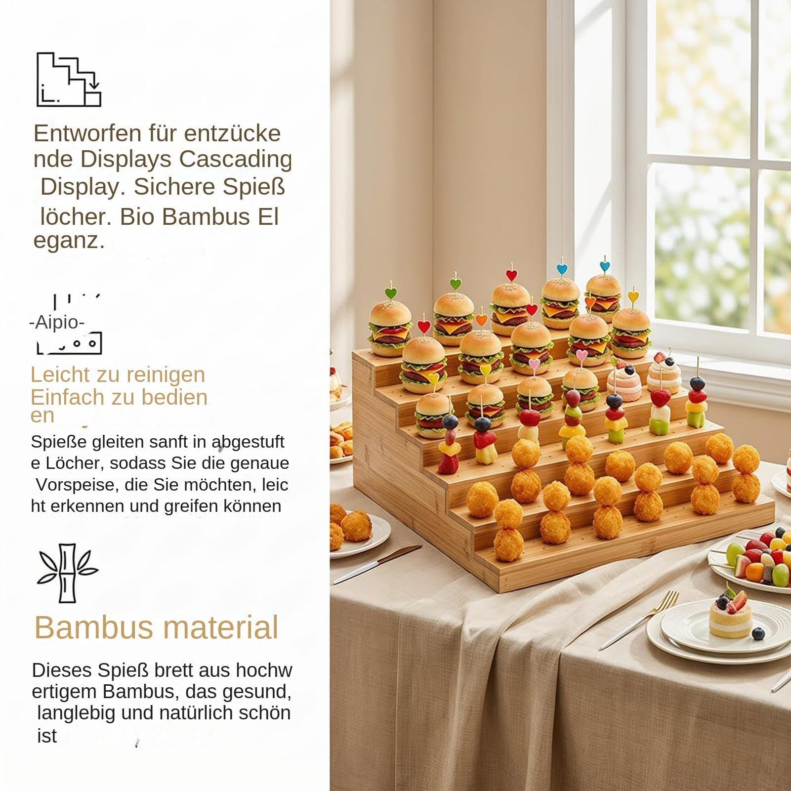 Porta Spiedini Alzata Portaformaggi a 6 Ripiani da Portata | Supporto per Spiedini Frutta, Antipasti, Verdure, Cocktail Party, Catering E Barbecue, Buffet E Matrimoni