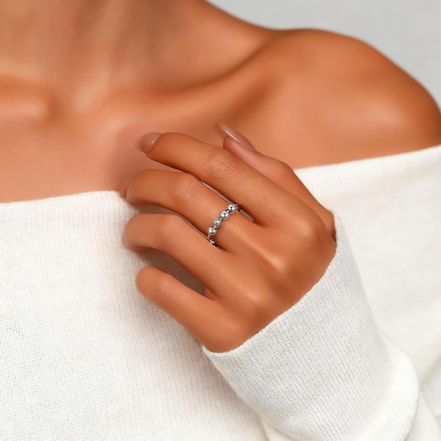 HUASAI Fidget Spinner Rings for Women Anxiety Rings Adjustable Stress Relief Jewelry Gifts for Women Trendy Ring for Anxiety - Image 2