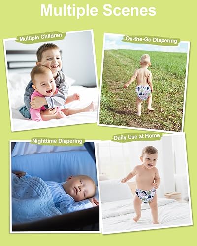 Miniatura 67 de babygoal Fundas de pañales de tela, paquete de 6 con bolsa húmeda para pañales ajustados y prepliegues con refuerzos dobles, ajustables y