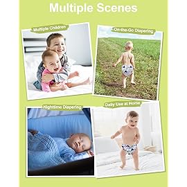 babygoal Cloth Diaper Covers 6 Pack with Wet Bag for Fitted Diapers and Prefolds with Double Gussets, Adjustable and Reusable for Baby Boys and Girls 6DCF11-B