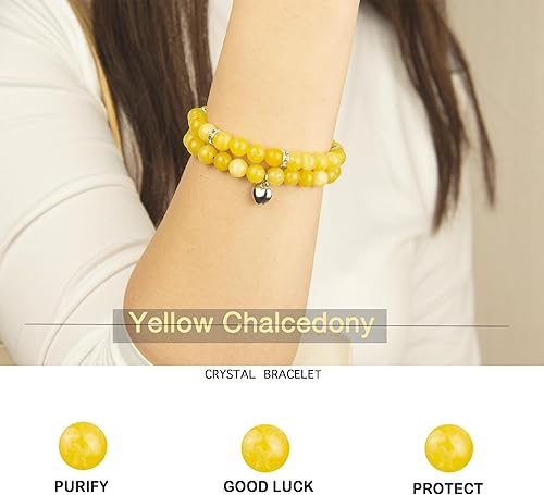 Miniatura 28 de 2Pcs Healing Crystal Bracelets for Women Handmade Beaded Bracelet Healing Prayers Crystal 8mm Natural Stone Beads Bracelet Stress Relief Get Well