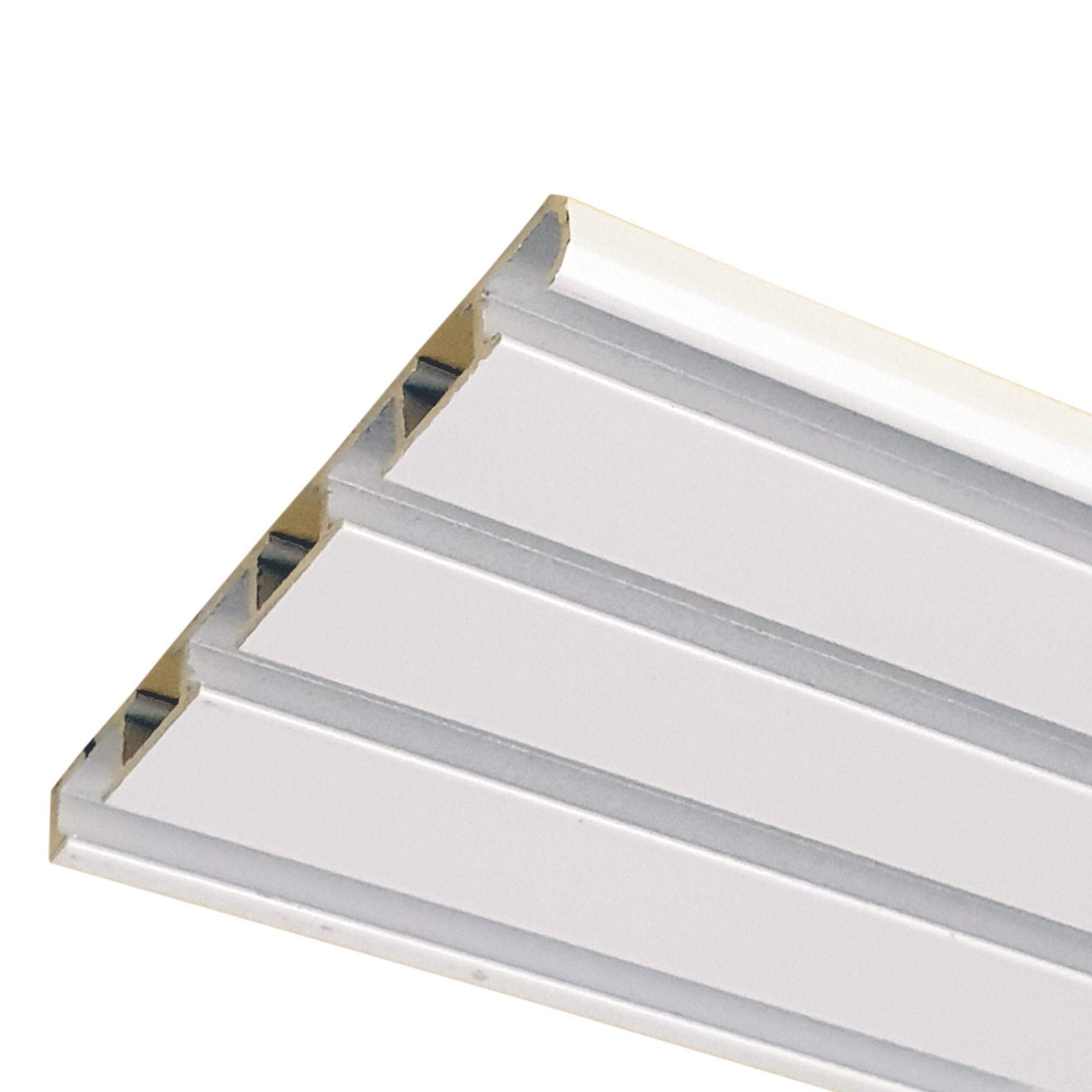 Vorhangschiene Aluminium - Weiß "4 Lauf" 240cm (2x120cm) - Flache Gardinenschiene (7mm) - inkl. Vorhanggleiter