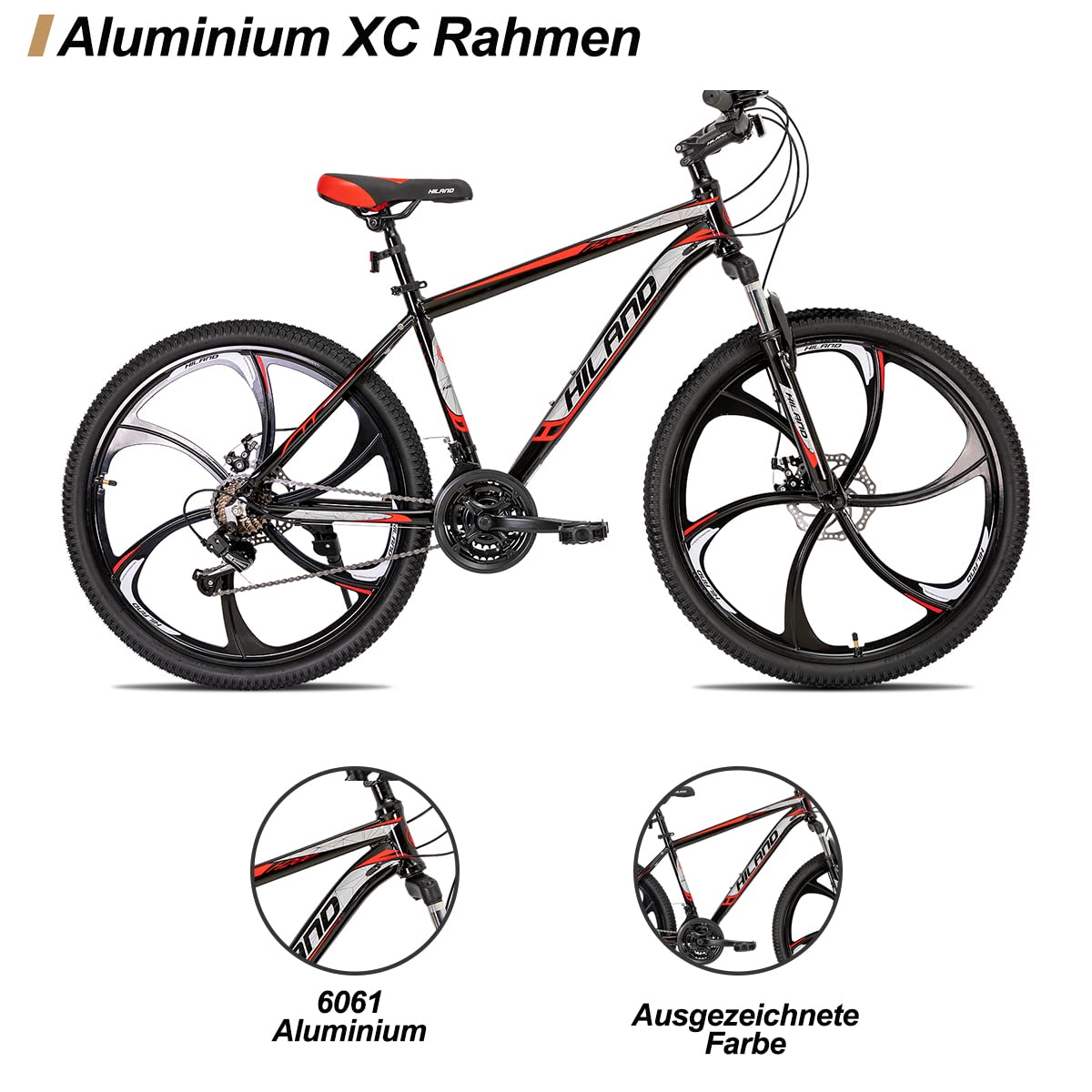 Mountain Bike 26 Pollici Con 21 Marce E Freni A Disco – Regolabile, Per Over 12 Anni, Fino A 100 Kg