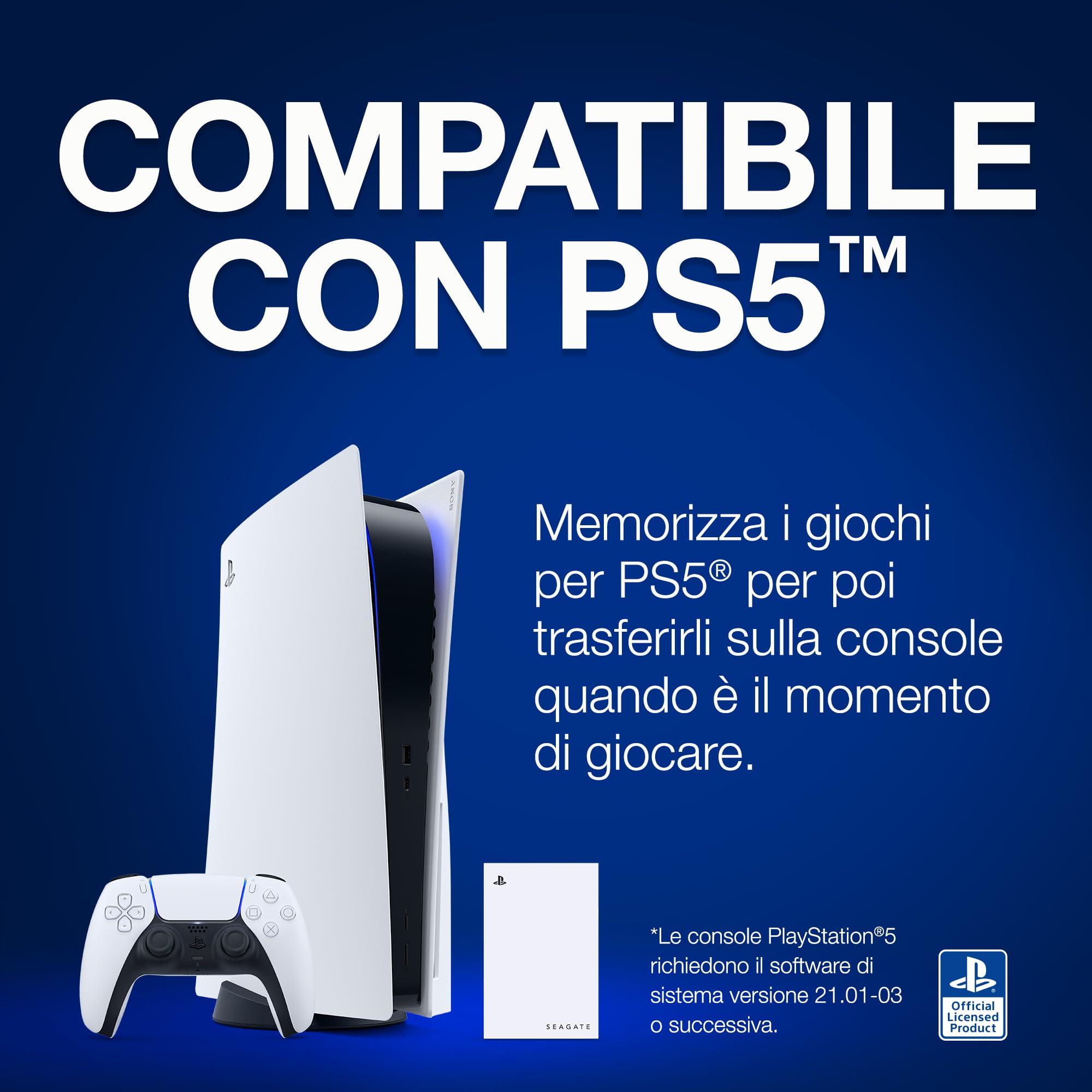 Seagate Game Drive PS4/PS5 2TB Hard Drive External Hard Drive 2.5" USB 3.0 Bianco Codice Modello STLV2000201