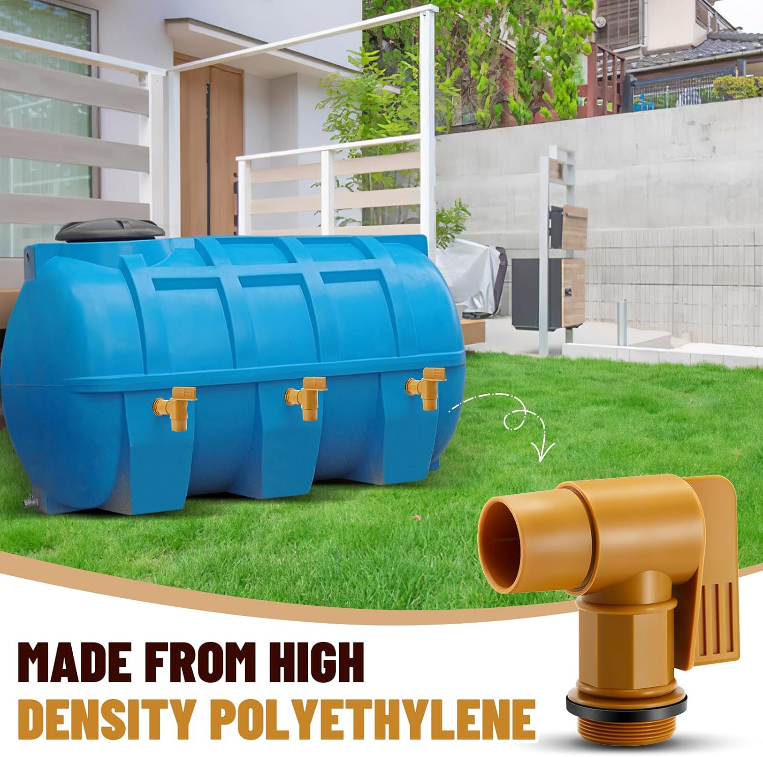 4 Pcs Polyethylene Drum Spigot with EPDM Gasket 2" Male Barrel Faucet Polyethylene Faucet Tap Replacement for 30 & 55 Gallon Plastic or Steel Drums (Brown)