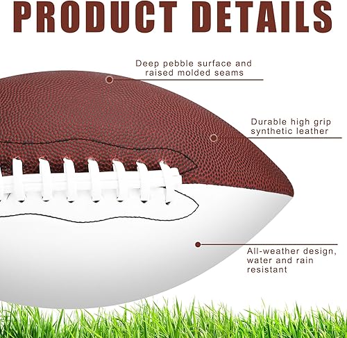 Miniatura 3 de Motionchic 8 pelotas inflables de fútbol americano con autógrafo, tamaño 9, con 8 soportes, 8 bolígrafos distintivos y 1 bomba para trofeo,