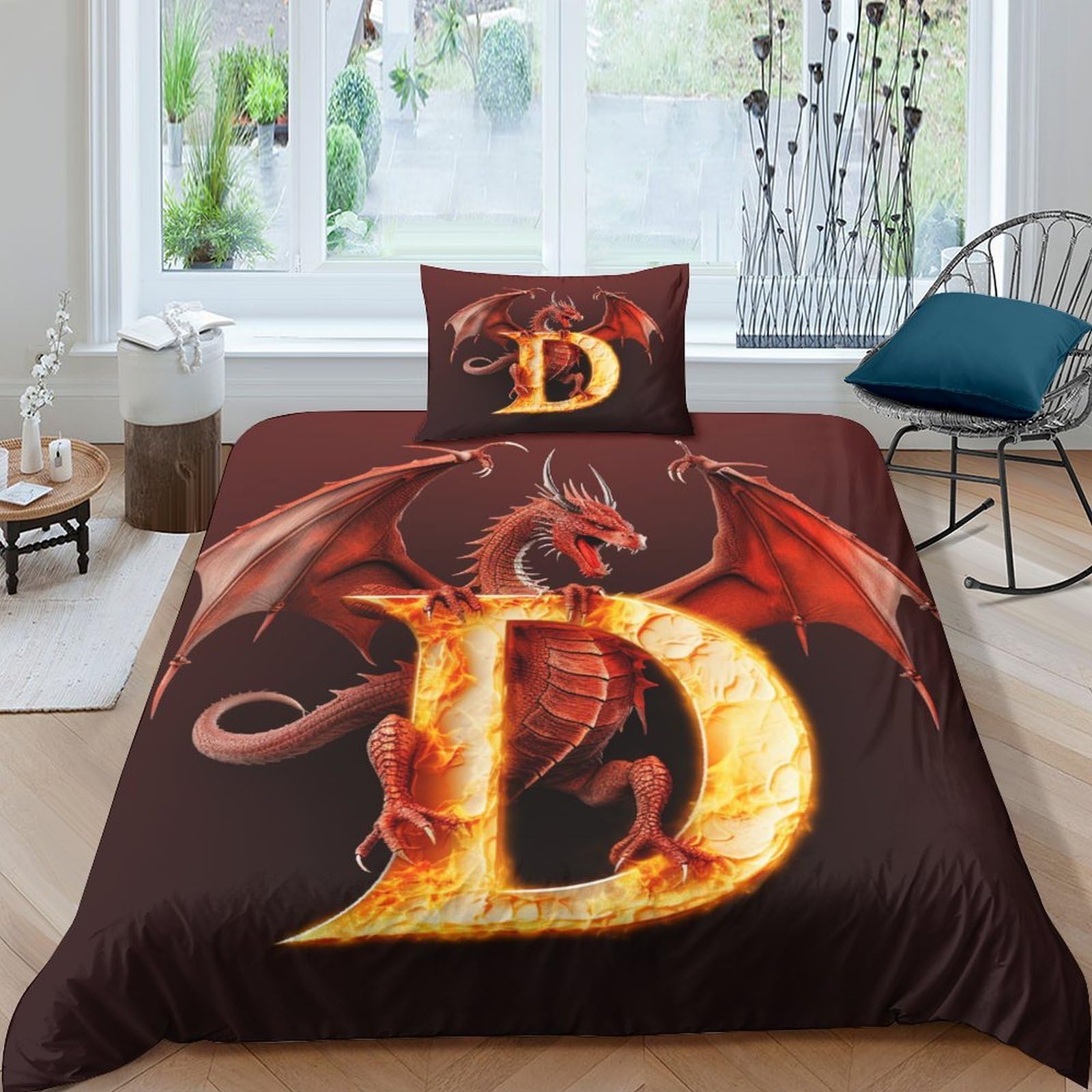 Parure De Lit Dragon Anti-Transpiration en Microfibre Respirante Housse Couette Single 135x200