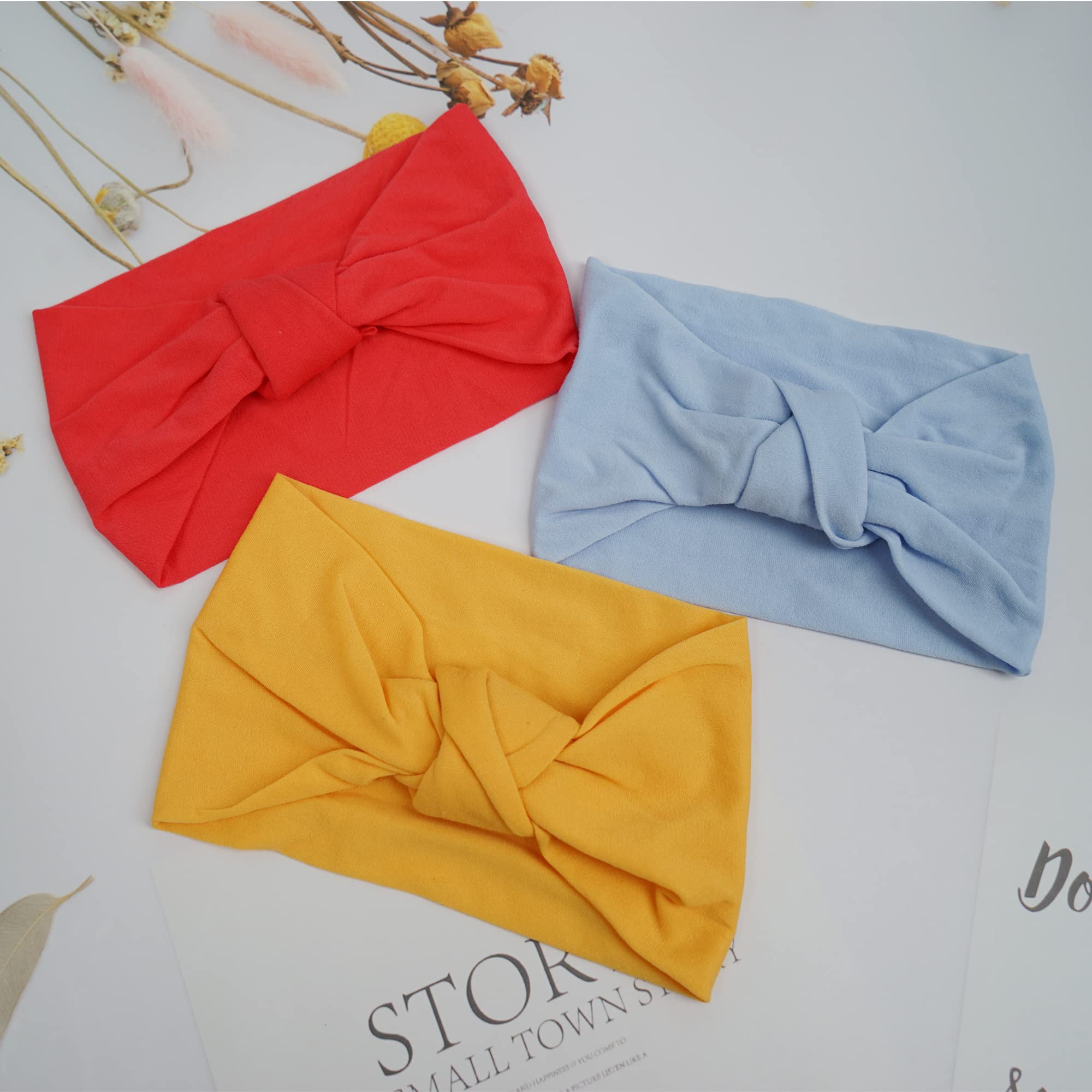 Paquete de 23 diademas de nailon para bebé, diadema con nudo superior, elásticos, accesorios para el cabello hechos a mano para bebés, recién nacidos, niños y niños
