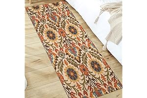 GUBIYU Vintage Floral Bedside Runner Rug