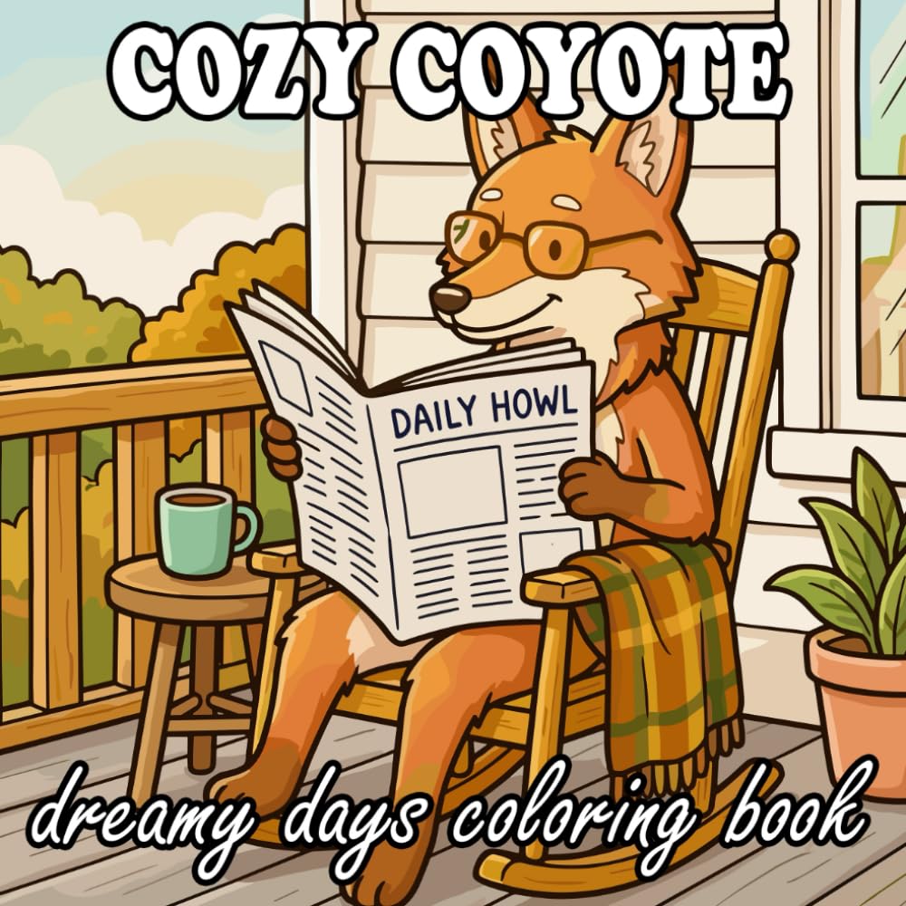Cozy Coyote Coloring Book: Cute Anthropomorphic Coyote Home Life for Kids and Adults