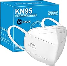 N95 Reusable Unisex Non Woven fabric Face Mask, Ear Loop Style (Pack of 12) Protective Fold Flat Mask With 5 Layered Filtration, Without Valve