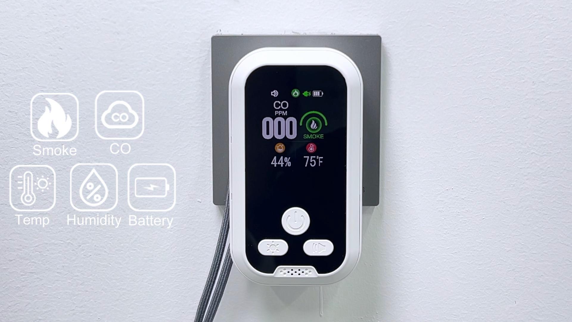 Rilevatore Di Fumo E Monossido Di Carbonio Con Spina – Allarme Combinato Con Display LCD, Batteria Di Riserva E Sensori Di Temperatura