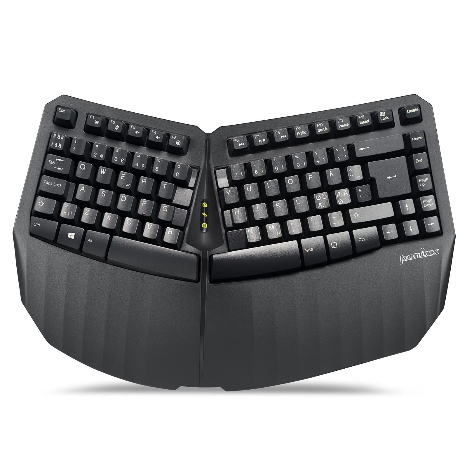 perixx PERIBOARD-613 Wireless 2.4G Bluetooth Compact Ergonomic Keyboard, Tenkeyless, for Windows 10 and Mac OS X, Pan-Scandinavian QWERTY, Black
