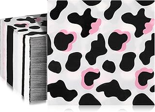 Fainne 100 Pack Pink Cow Print Napkins 2 Layers Farm Animal Party Napkins 13 x 13 Inch Disposable Cow Napkins Cocktail Cow Print Tissue Paper for Animal Themed Birthday Party Supplies Decorations
