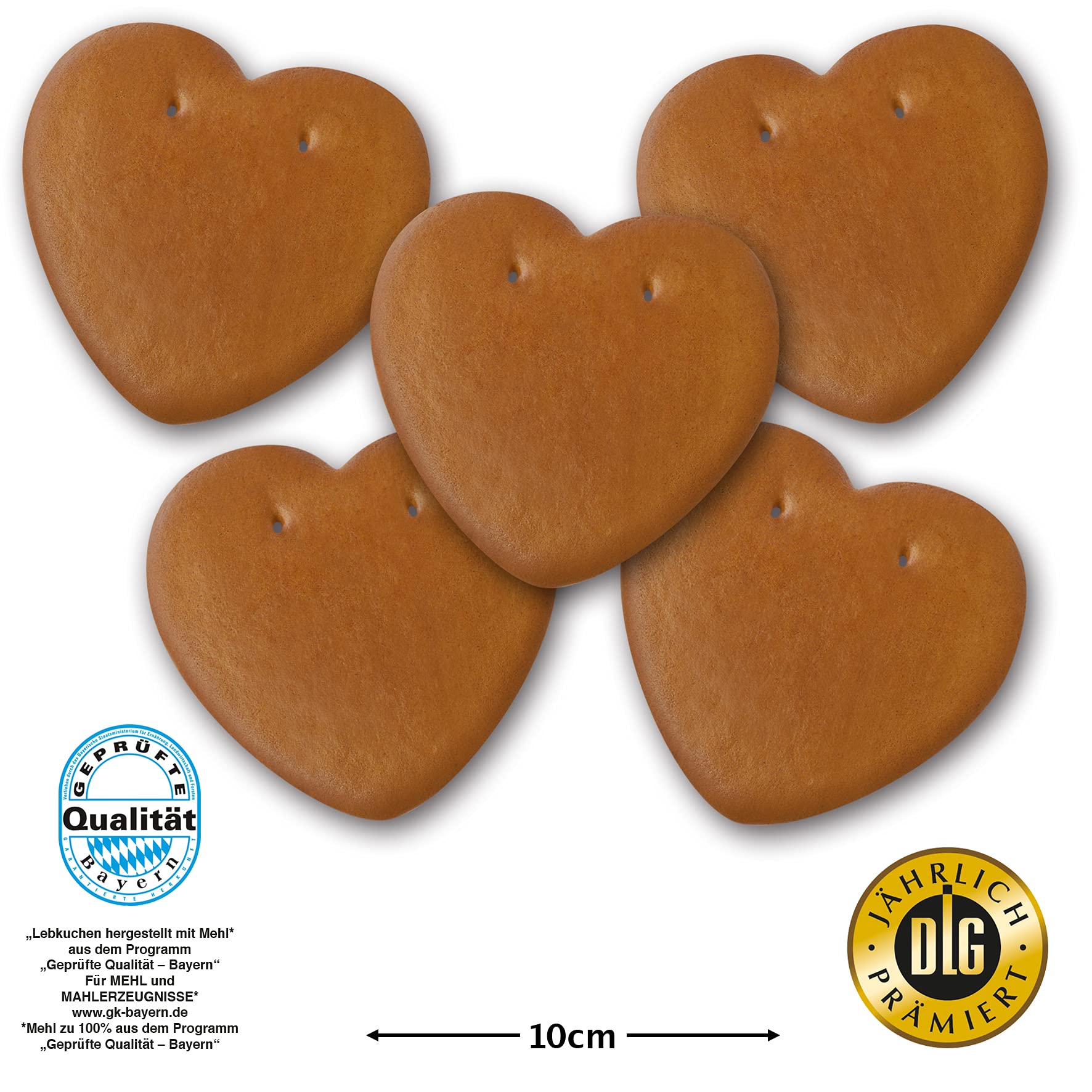 25 pezzi di pan di zenzero a cuore grezzo. 10 x 10 cm grandi cuori di pan di zenzero di Monaco di Baviera