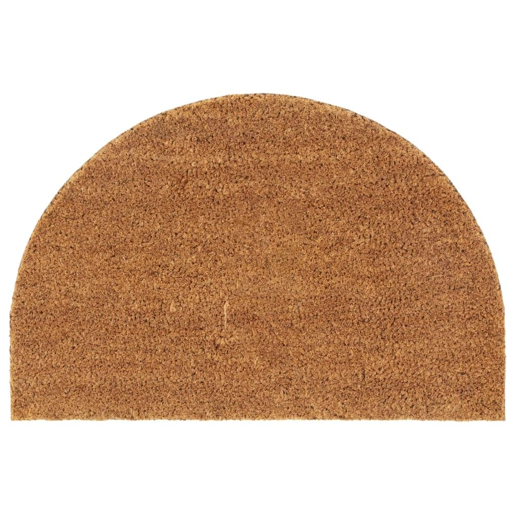 Felpudo semicircular natural de 40 x 60 cm, fibra de coco con base de PVC antideslizante, para interior y exterior, felpudo para entrada, pasillo, terraza, balcón, jardín