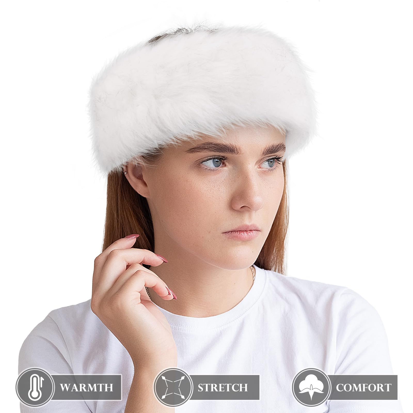 WLLHYF Diadema de piel sintética para mujer, calentador de orejas de invierno, gorro de esquí