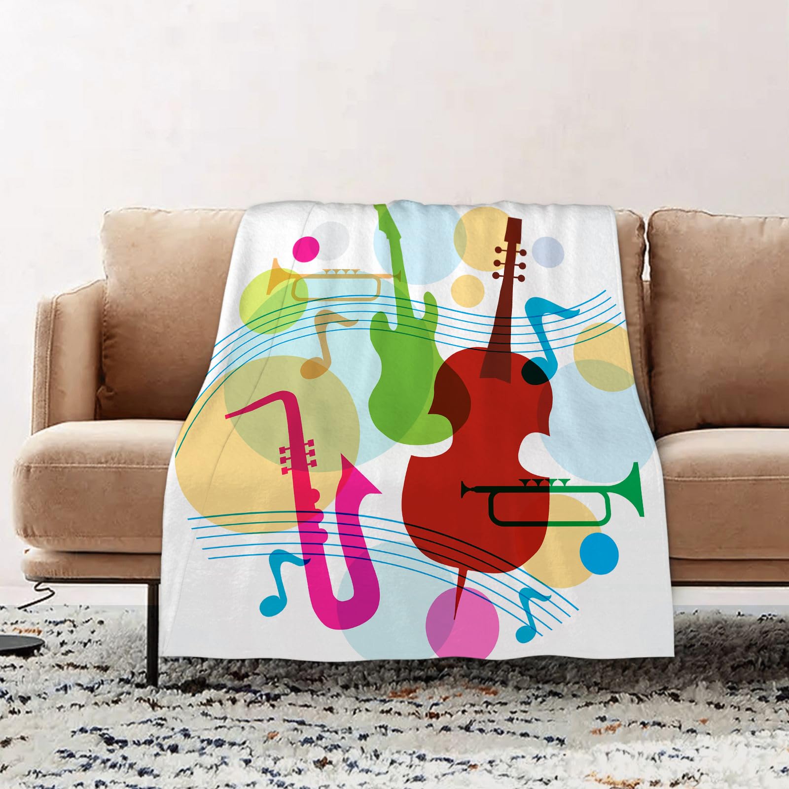 Coperta Pile Blanket Cornice decorativa per musica jazz alla moda, m Coperta di Flanella Coperta per Adulti per Bambini Caldo Divano per Il Tempo Libero Sedia Soffice Coperta Soffice150x200cm