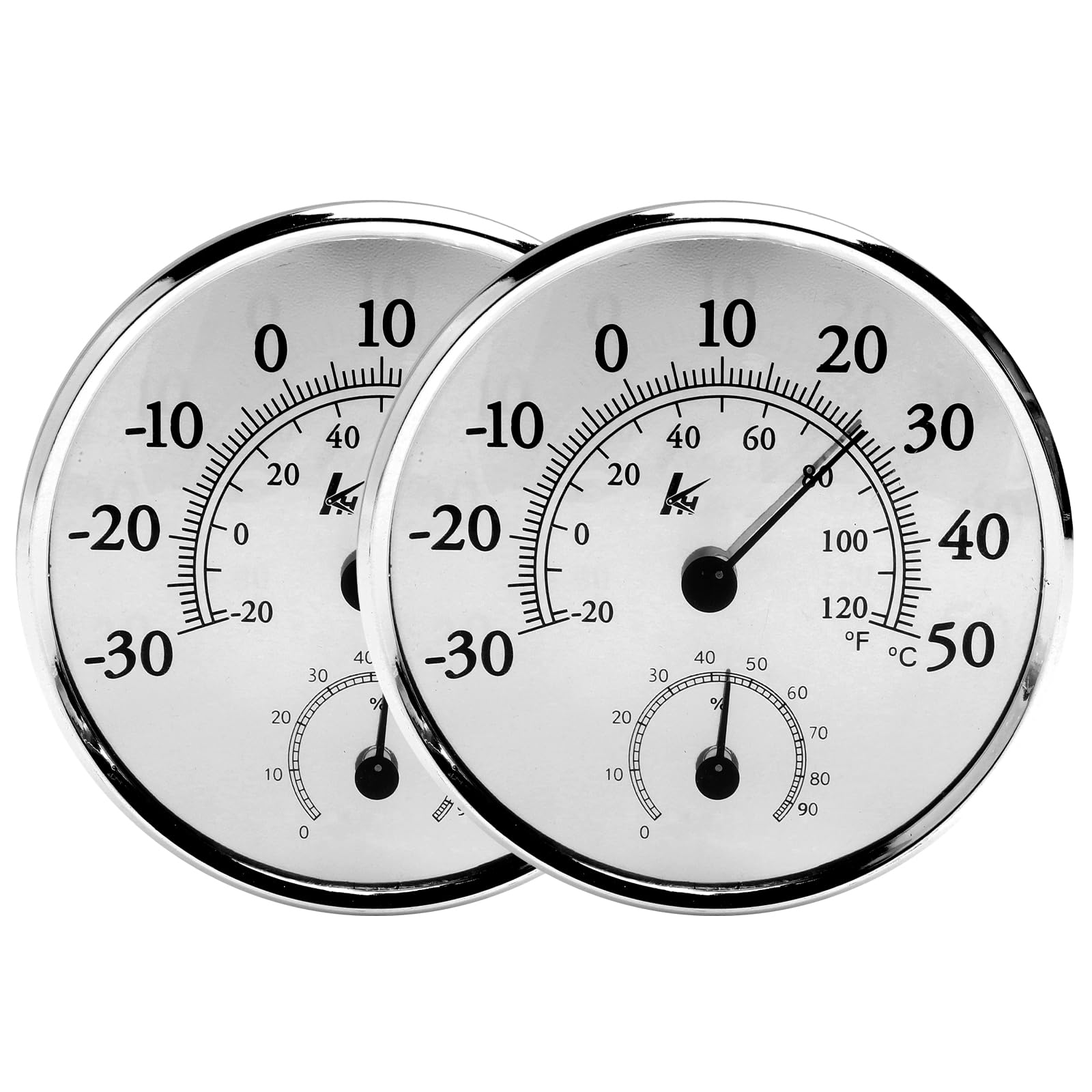 Termometro Igrometro Analogico Set da 2 – Misurazione Precisa Temperatura e Umidità Interno Esterno Senza Batterie Grande Quadrante 13 cm da Tavolo o Parete