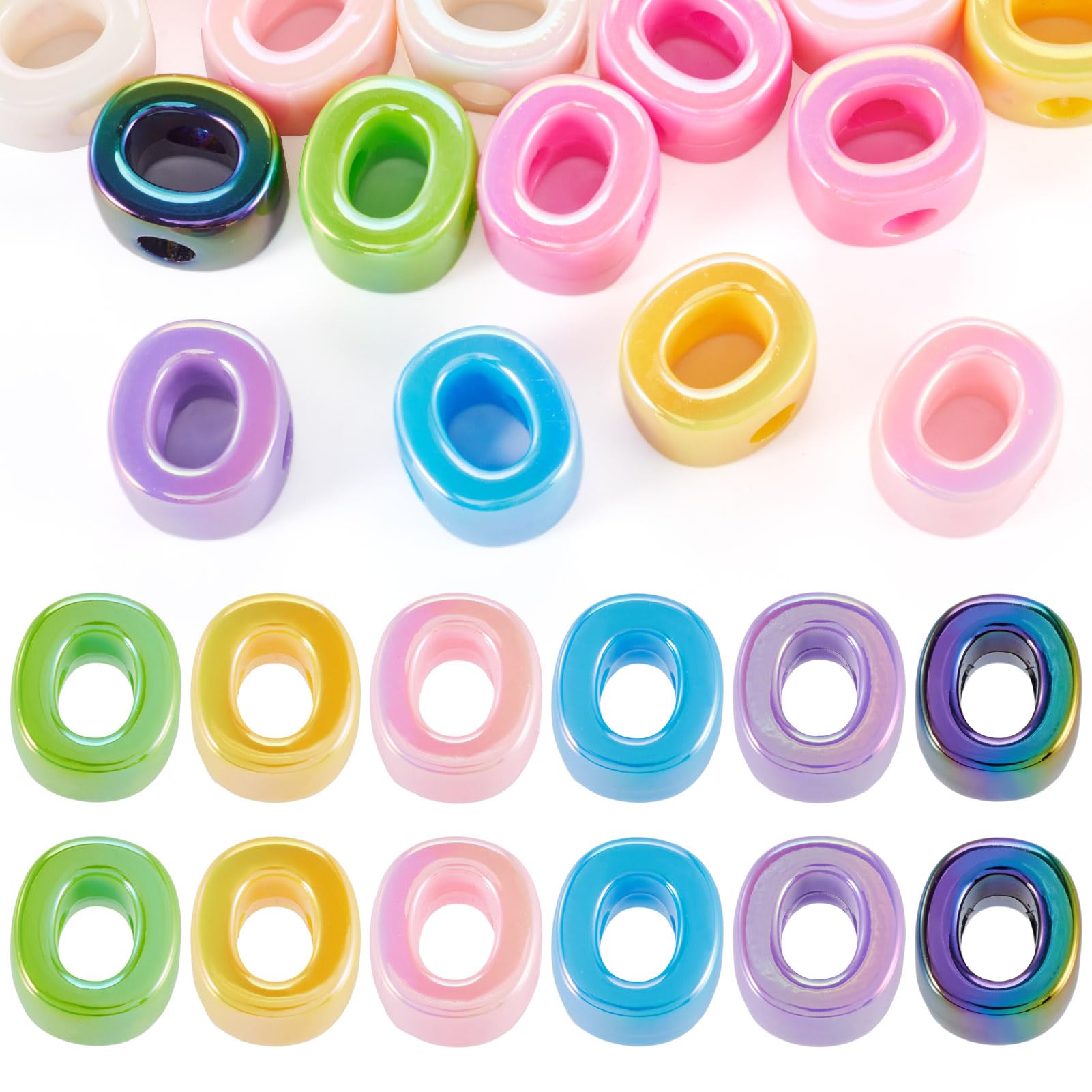 20Pcs Large Acrylic Letter Beads, Big Iridescent Letter Alphabet Beads, 3D Acrylic Letter Slide Bead Colorful Large Hole European Bead for Jewelry Making Name ID Craft — image 1