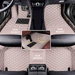 Custom Car Floor Mats fit for 95% All Weather Diamond Luxury Leather Carpet, Waterproof Non-Slip Automotive Floor Mats Full Coverage Protection Floor Liners Personalized Red