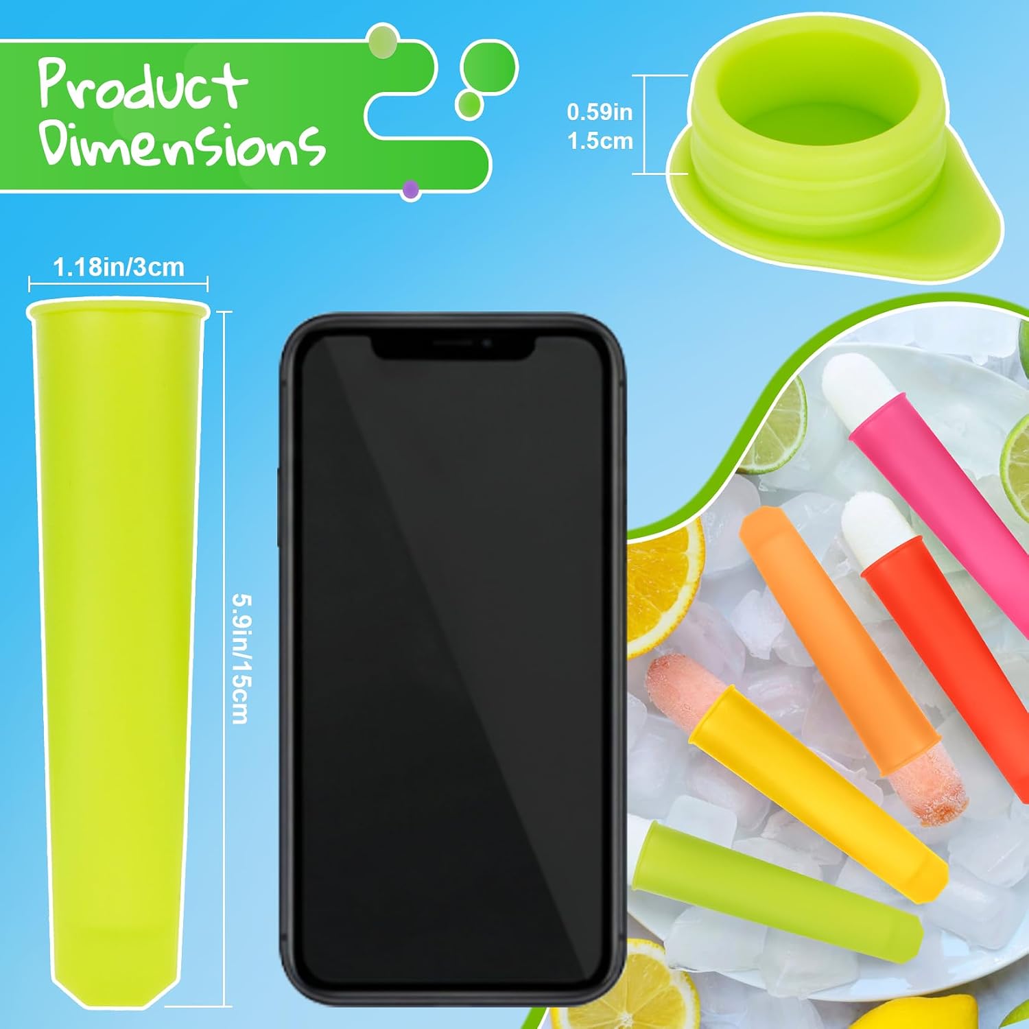 RAINFLOW 8 PCS Silicone Popsicles Molds - Reusable Ice Pop Mold with Lids