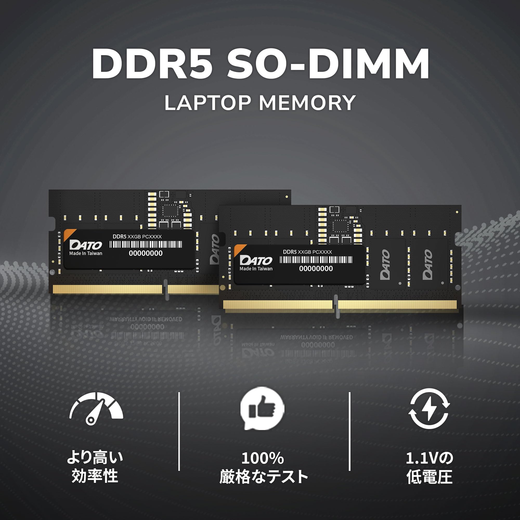 Amazon.co.jp: DATO DDR5 SODIMM 64GB 32GB×2ノートパソコン用メモリ