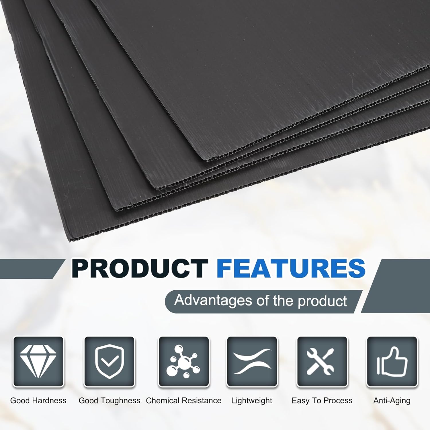 4 Pcs Corrugated Plastic Sheet 4mm Black Corrugated Plastic Boards 12 X 12 Inch Blank Waterproof Signs for Crafts DIY Guide Poles Party Decorations