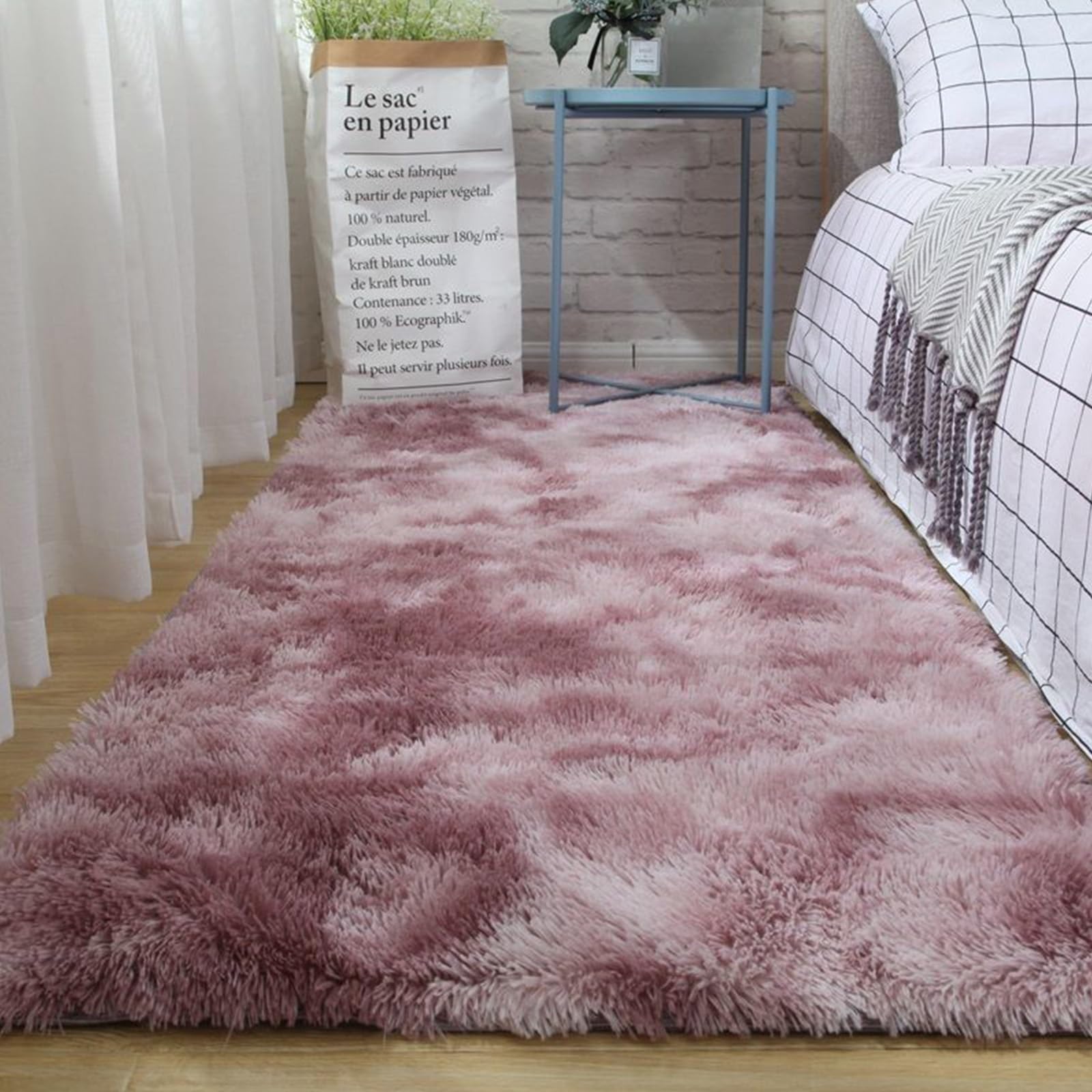 Tapis de sol rose violet pour chambre et salon moderne chaleureux 140x150