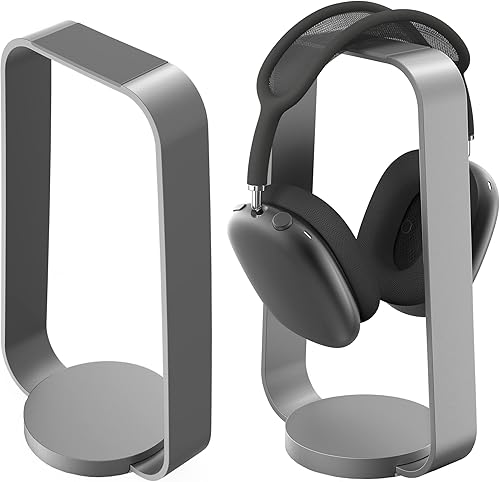 Miniatura 2 de humancentric Soporte para auriculares en gris espacial, soporte para auriculares de aluminio pesado, soporte de auriculares de escritorio para
