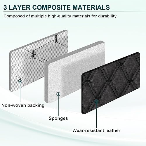 Miniatura 2 de Tela acolchada de vinilo de piel sintética de 1 yarda con respaldo de espuma de 0.27 pulgadas, material de cuero de 63 pulgadas de ancho para