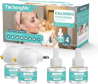 Difusor calmante para gatos, difusor calmante de feromônios para gatos com 2 difusores + 4 recargas de 48 ml, kit de difusor de feromônios para alívio da ansiedade do gato 120 dias, difusor
