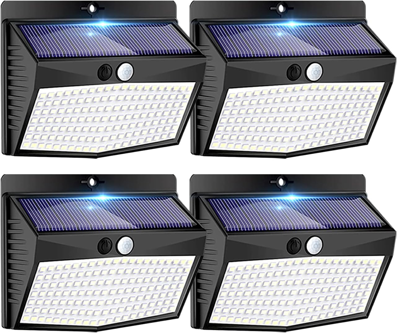 โ Peasur Solar Security Lights Outdoor Motion Sensor, 168LED 4 Pack Solar Powered Lights Outdoor Garden with 3 Modes, IP65 Waterproof Fence Lighting for Outside Yard Porch Step Deck