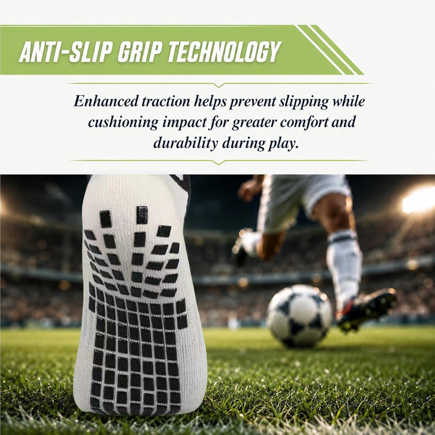 Men's Grip Soccer Socks Anti Slip Athletic Socks Non Slip Football Basketball Socks with Grip Pads2/4/6