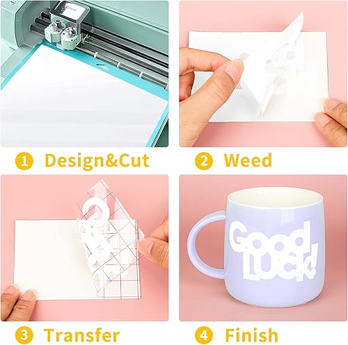 Miniatura 3 de Rollo de vinilo adhesivo permanente blanco brillante, vinilo permanente de 12 pulgadas x 15 pies para manualidades, letreros, álbumes de recortes y