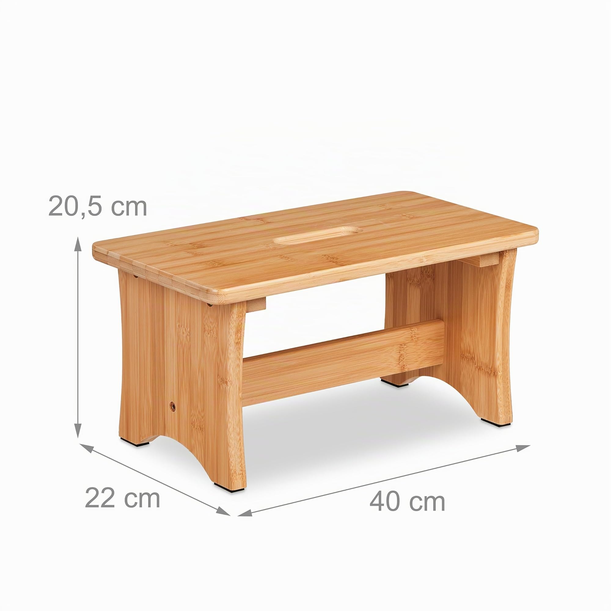 Relaxdays Sgabello Poggiapiedi in bambù, Sgabellino Appoggia Piedi Rialzo Bagno, Impugnatura, 20,5 x 40 x 22 cm, Marrone