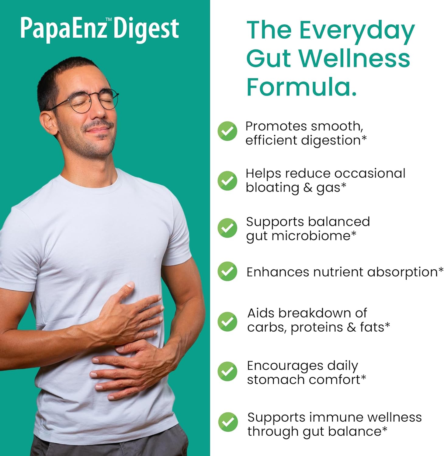 Organic Veda PapaEnz Digest Capsules - Papaya, Papain, Bromelain & Multi Digestive Enzymes, Probiotics Supplement for Men & Women - Bloating Relief, Gut & Digestion Health Support – 60 Vegan Pills