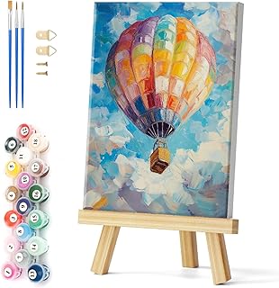 Natuyalo Paint by Numbers for Adults Beginner with Frame Easy Acrylic Framed Paint by Numbers Kit on Canvas 12x16 inch with Paints and Brushes, Colorful Hot Air Balloon
